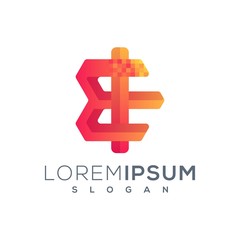 letter e pixel logo design