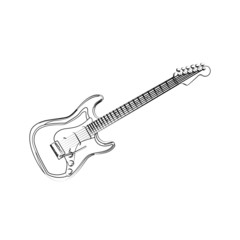 Plakat guitar contour vector illustration isolated