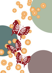 蝶と菊に和文様をあしらった和柄カット