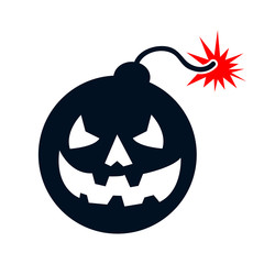 Halloween bomb, stock icon, flat design. Vector illustration on white background