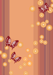 蝶と菊に和文様をあしらった和柄カット