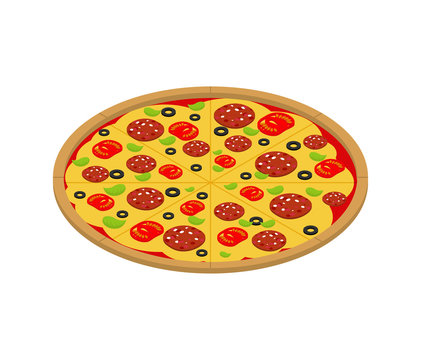 Pizza Isometric isolated. Fast food vector illustration