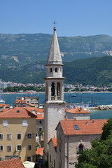 Fototapeta premium Old Town and Cathedral of St. John the Baptist in Budva, Montenegro