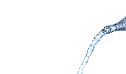 clear water flowing out of bottle isolated in front of background - 3D Illustration