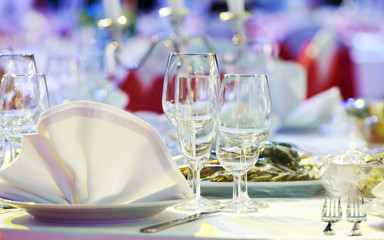 Catering service. snack at food court table during event