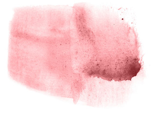 Abstract watercolor background hand-drawn on paper. Volumetric smoke elements. Red color. For design, web, card, text, decoration, surfaces.