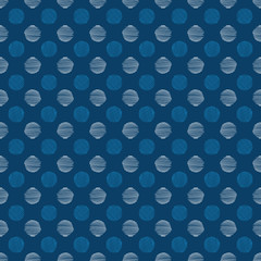 Blue textured grunge scribble polka dots seamless vector pattern background. Hand drawn geometric print design great for stationery, wrapping paper, fabric, home.
