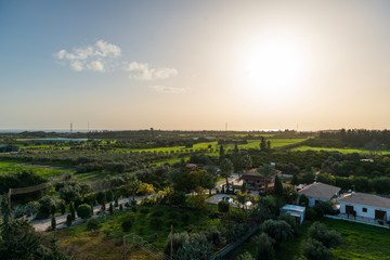 sunset over the city