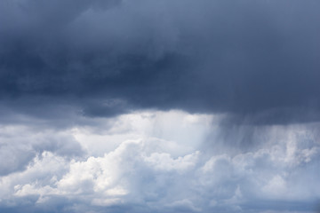 Autumn rainy weather. Autumn sky landscape. Storm cloud and rain. Weather before the storm. Selective focus.