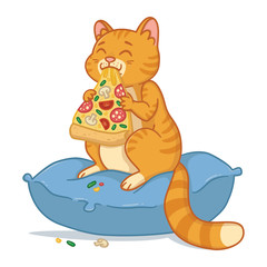 Cat with a pizza slice.