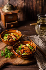 Fresh tomato pasta with salmon
