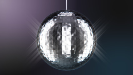 Photorealistic Disco Ball Spinning seamless with Flares. 3d rendering