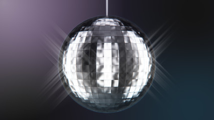 Photorealistic Disco Ball Spinning seamless with Flares. 3d rendering