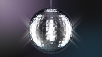 Photorealistic Disco Ball Spinning seamless with Flares. 3d rendering
