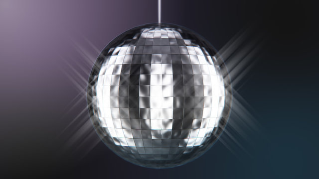 Photorealistic Disco Ball Spinning Seamless With Flares. 3d Rendering