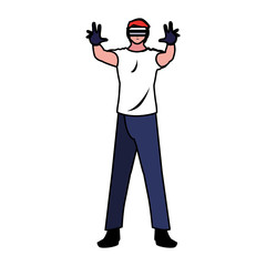 man using technology of augmented reality