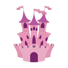Naklejka premium princess pink castle fairytale icon