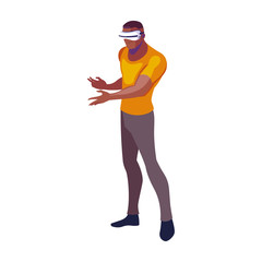 man using technology of augmented reality