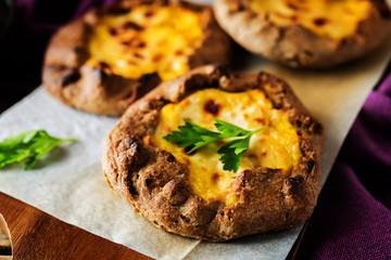 Potato pumpkin rye galette mini