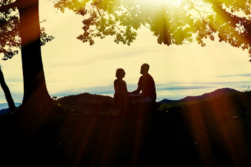 Romantic couple dreaming about future