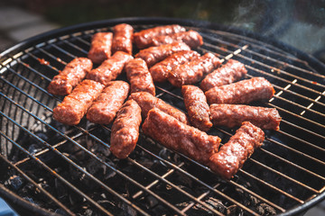 grilled meat rolls, Serbian dish "ćevapi"