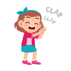 cute happy kid clap hand cheer smile