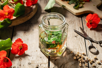 Preparation of nasturtium tincture from fresh plant