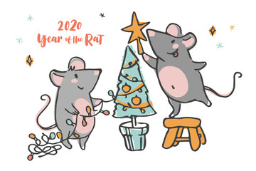 Year of the rat vector card - 292412564