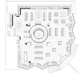 Obraz premium shopping mall, contour visualization, 3D illustration, sketch, outline