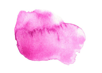 Abstract pink stain on white background. Vibrant pink blot watercolor illustration. Watercolour brush of wet paint - Powered by Adobe