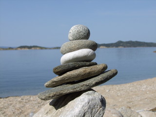 stone pyramid on the beach