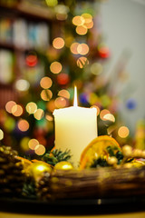 christmas, candle with christmas tree