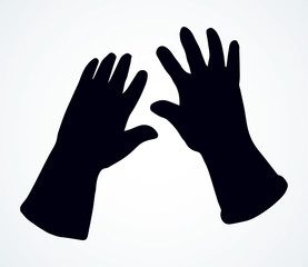 Rubber work gloves. Vector drawing