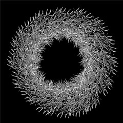 Sketch wreath with rosemary. Doodle frame. Hand drawn botanical border