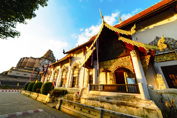Wat Chedi Luang Temple in Chiang Mai, Thailand. February 2015