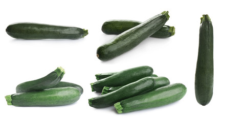 Delicious grilled zucchini slice on white background