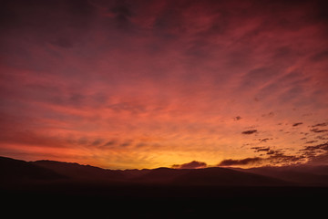 Red sunset in the desert