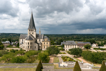Fototapeta na wymiar view of the historic Abbey of Saint-Georges and grounds in Boscherville in Upper Normandy