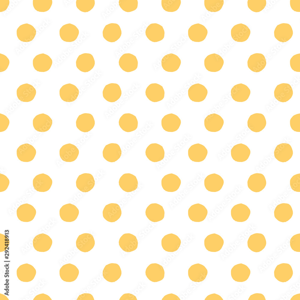 Wall mural Yellow seamless background with polka dot ornament made in summer yellow color