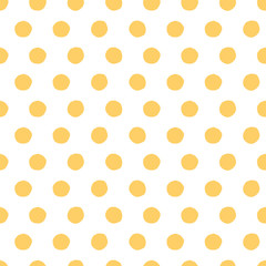 Yellow seamless background with polka dot ornament made in summer yellow color