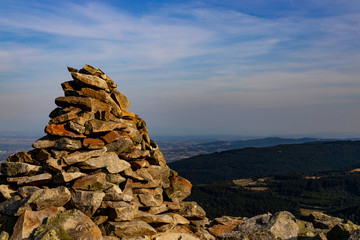 .Cairn on the top of the mountain.