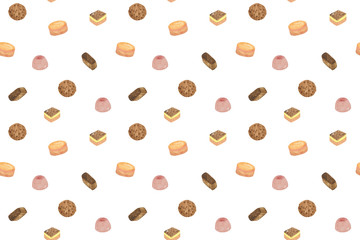 Chocolate candies repeat pattern, illustration for holiday celebrations