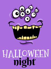 Halloween holiday cartoon poster design with monster