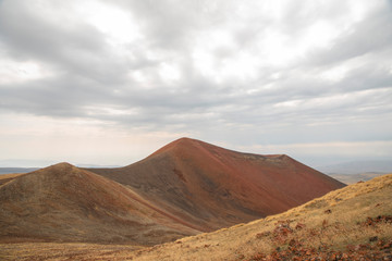 Beautiful landscape, panoramic view on the volcanic red mountains. Armenia Azhdahak mountain. 