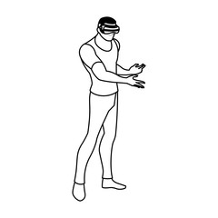 man using technology of augmented reality