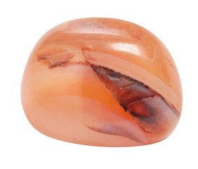 Beautiful red carnelian agate gemstone on white background