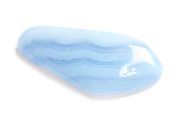 Beautiful blue agate gemstone on white background