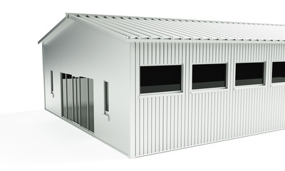 Obraz premium 3d rendering of dark empty factory interior or empty warehouse, a glowing white screen in the middle