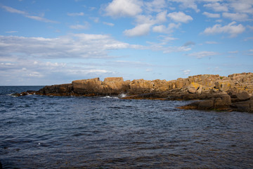 coast of sea, unique rocky coast on the island of Bornholm