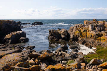 Fototapeta na wymiar coast of sea, unique rocky coast on the island of Bornholm